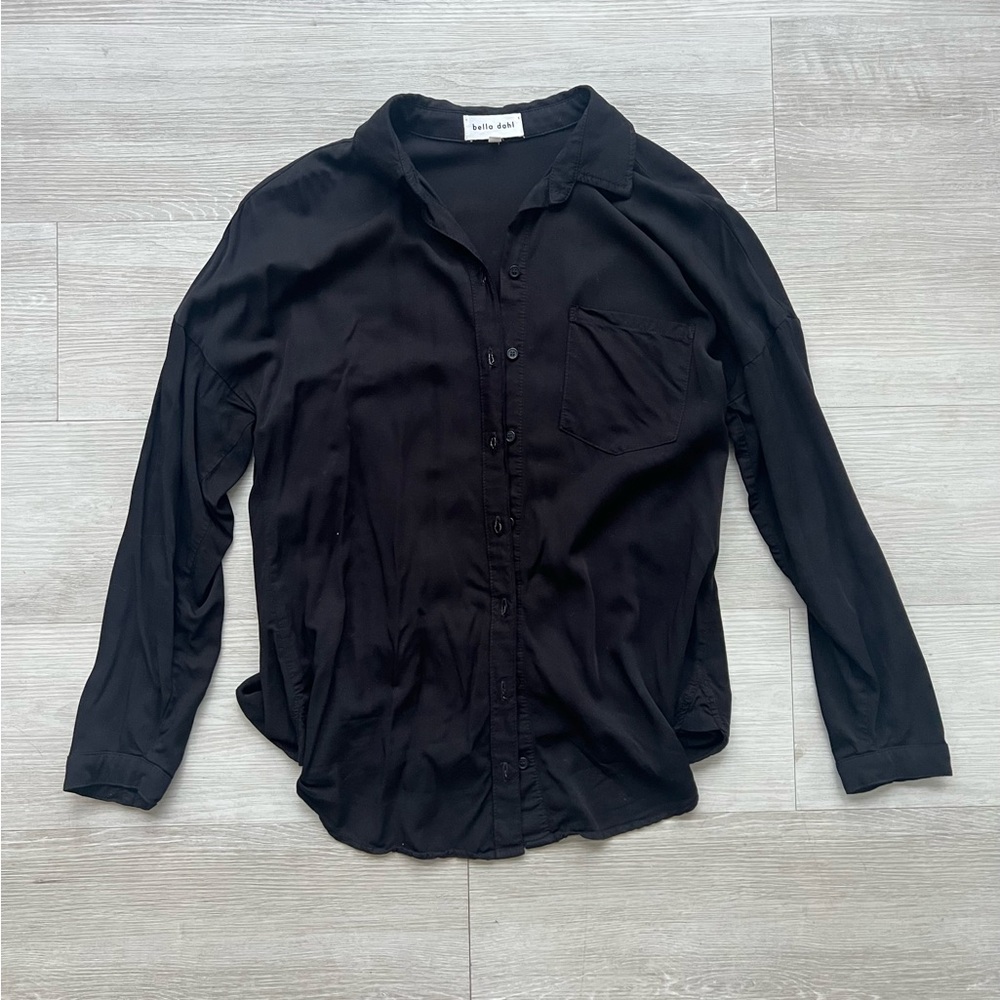Bella Dahl Black Casual Button-Down Shirt Size S